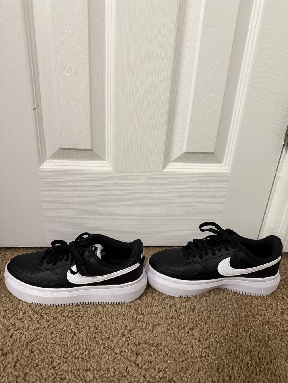 Nike Women's Black and White Platform Sneakers